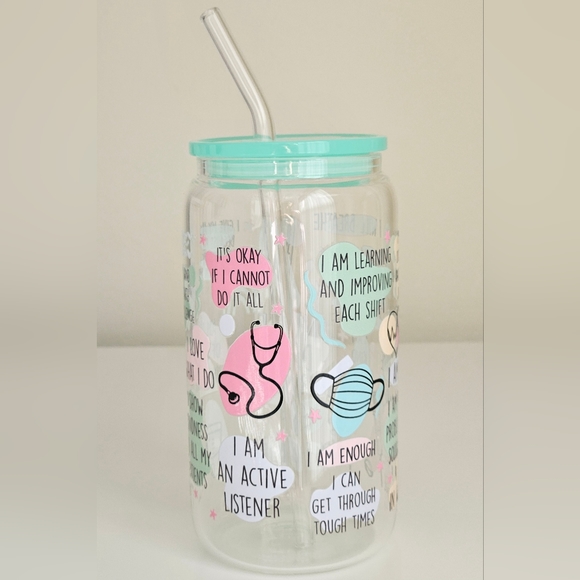 Nurse Daily Affirmation 16oz Clear Beer Can Glass Cup - Picture 4 of 5